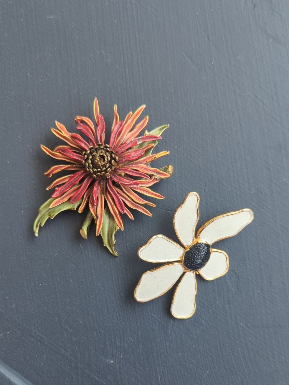 Large Vintage Floral Enamel Pins